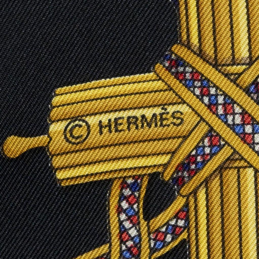 Hermes Scarf Red Black Gold Silk — view 4