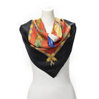 Hermes Scarf Red Black Gold Silk