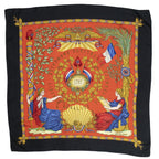 Hermes Scarf Red Black Gold Silk — view 2