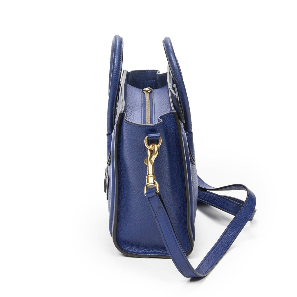 Celine Nano Luggage Blue Grain Calfskin Leather Handbag — view 3