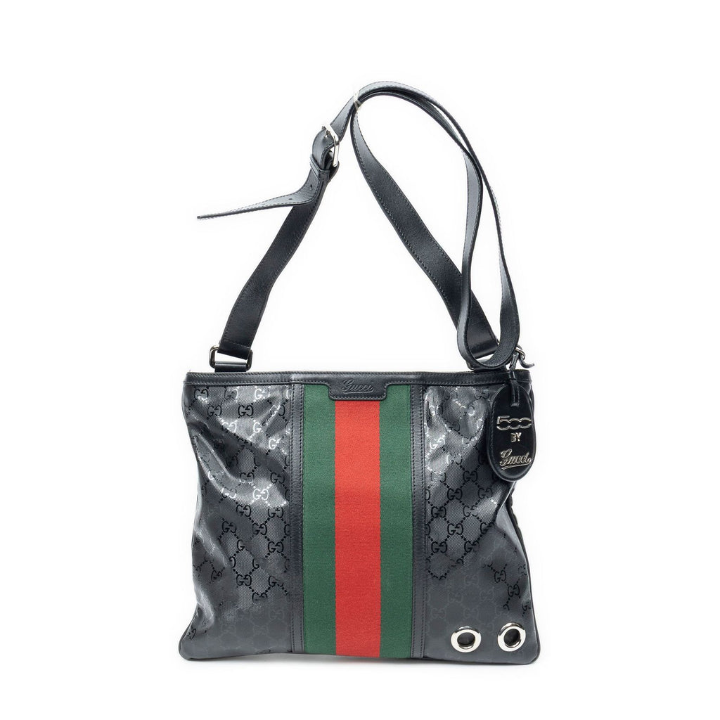 Gucci Web Media Messenger Black Guccissima Imprint Canvas