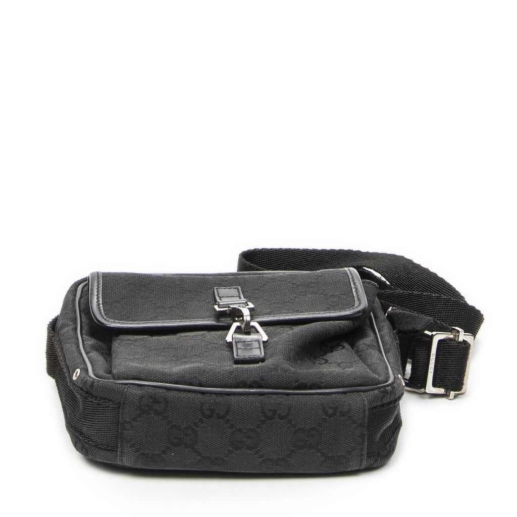 Gucci Zip Messenger Crossbody Black GG Canvas — view 6