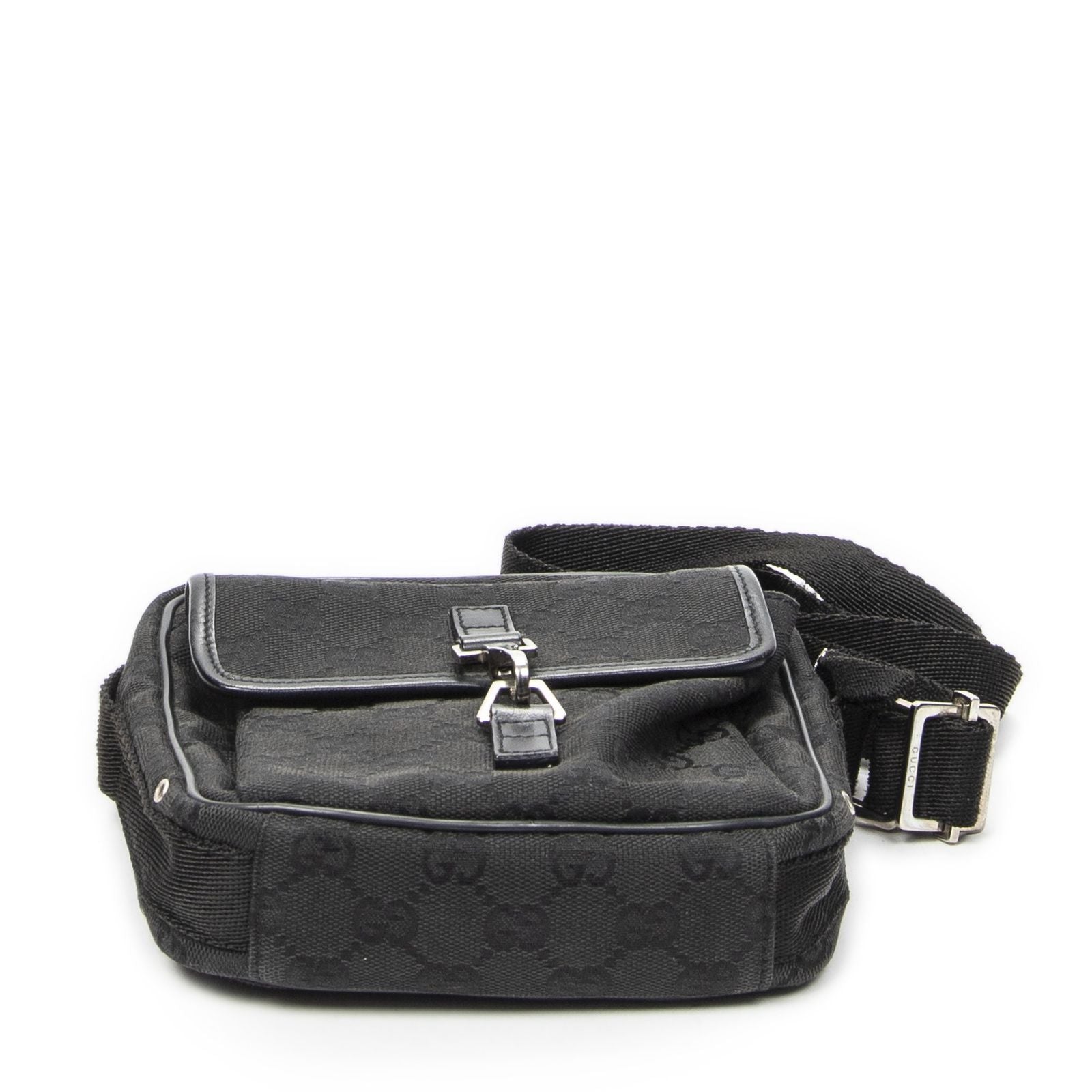 Gucci Zip Messenger Crossbody Black GG Canvas — view 6