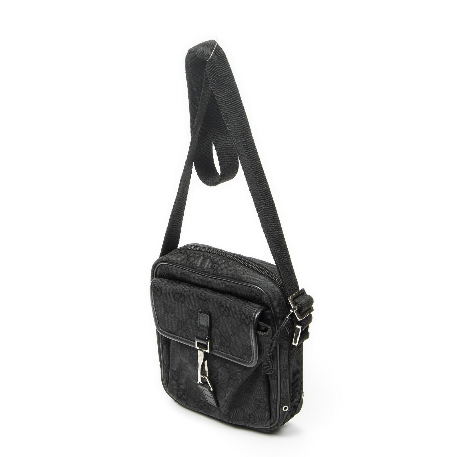 Gucci Zip Messenger Crossbody Black GG Canvas — view 2