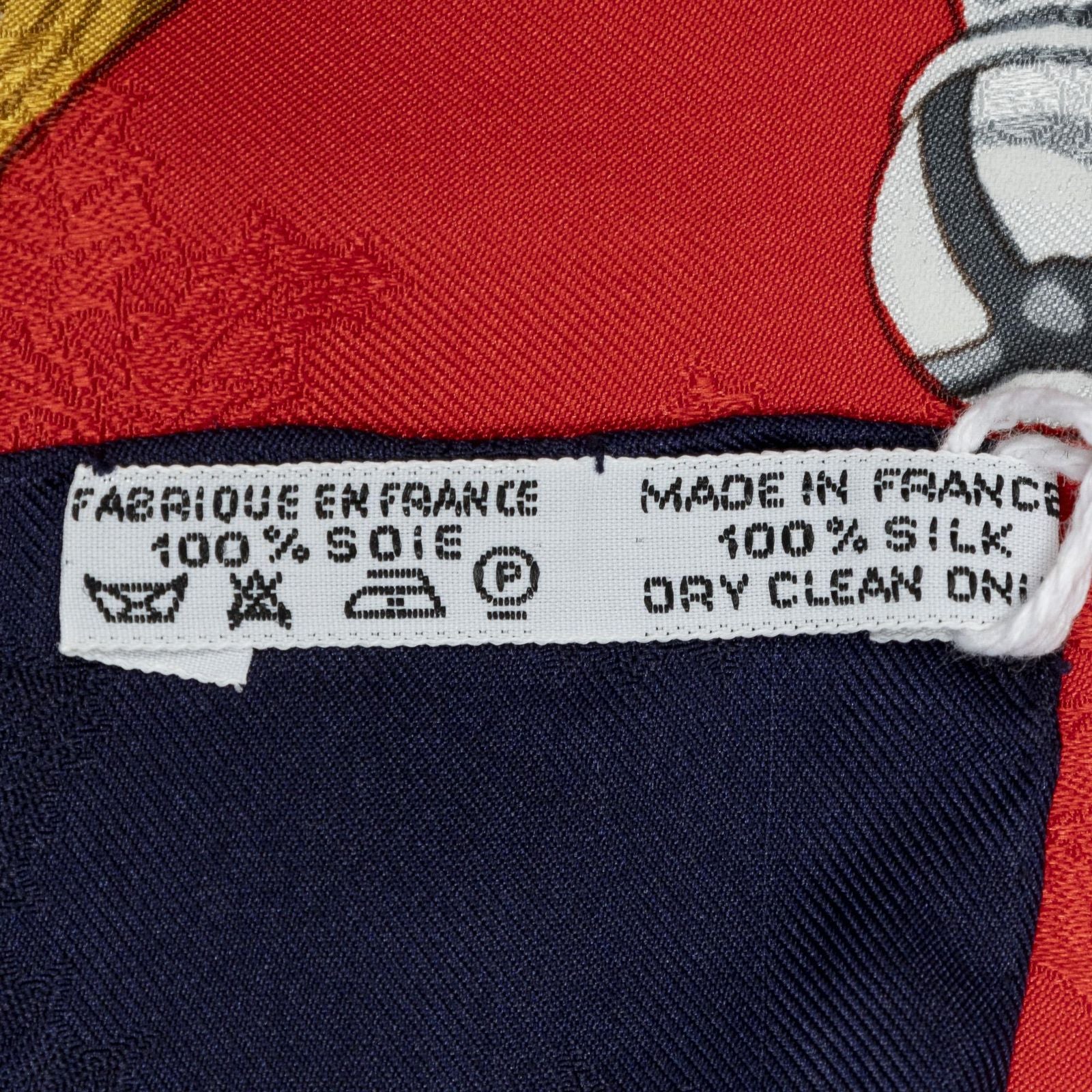 Hermes Scarf Red Navy Jacquard Silk — view 5
