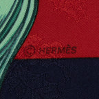Hermes Scarf Red Navy Jacquard Silk — view 4