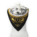 Hermes Scarf Black White Gold Silk