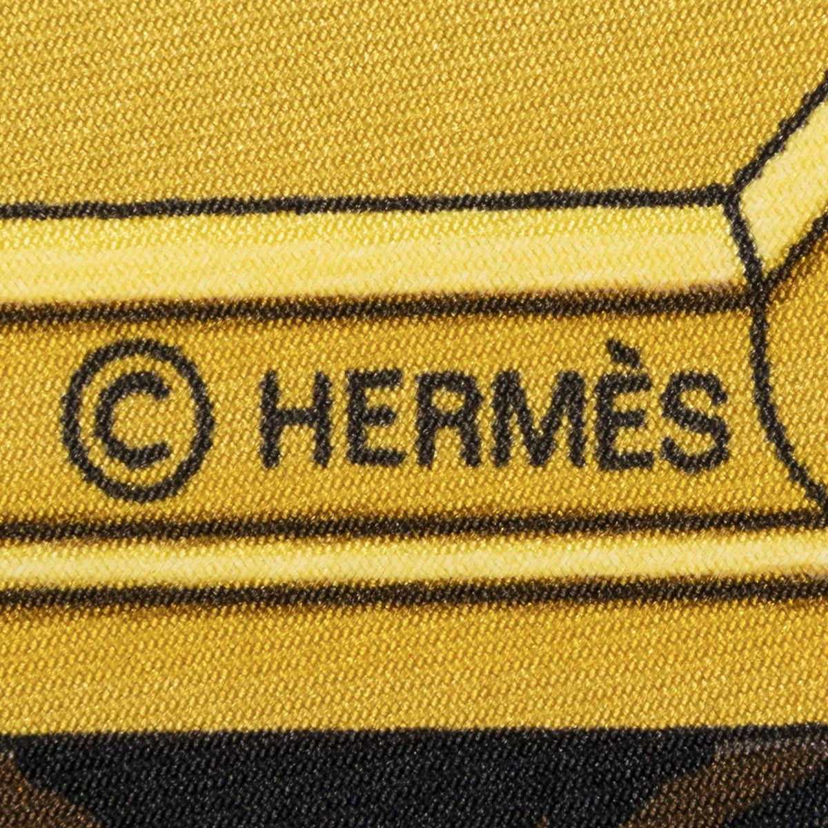 Hermes Scarf Black White Gold Silk — view 4