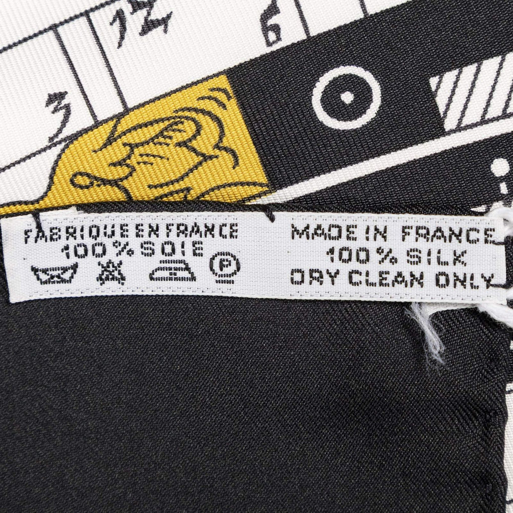 Hermes Scarf Black White Gold Silk — view 5