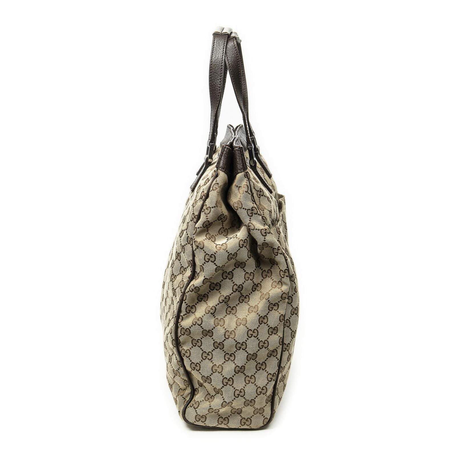 Gucci Pocket Shopping Tote Bag Beige Brown GG Canvas — view 4