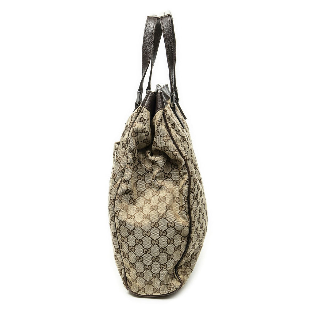 Gucci Pocket Shopping Tote Bag Beige Brown GG Canvas — view 3