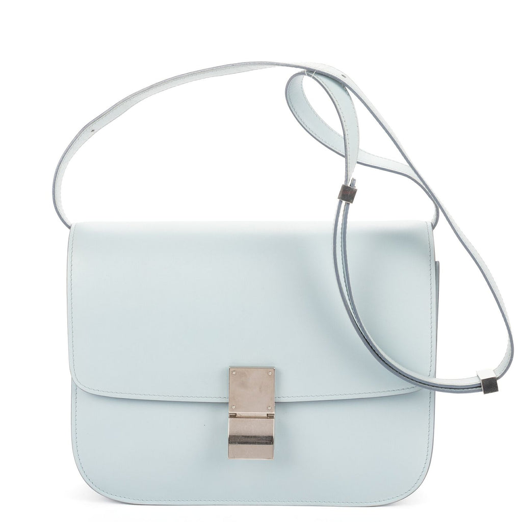 Celine Medium Classic Box Light Blue Smooth Calfskin Shoulder Bag