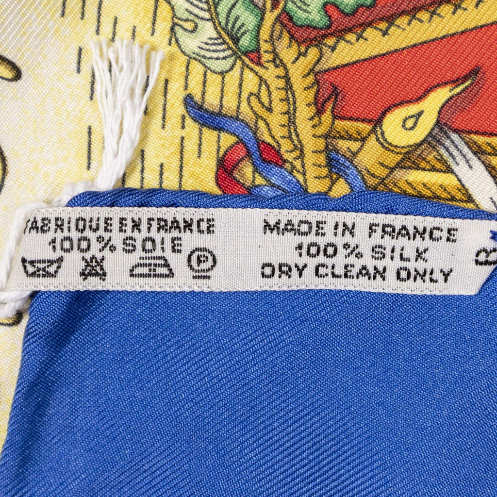 Hermes Scarf Blue Red 100% Gold Twill Silk — view 5