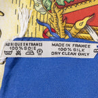 Hermes Scarf Blue Red 100% Gold Twill Silk — view 5