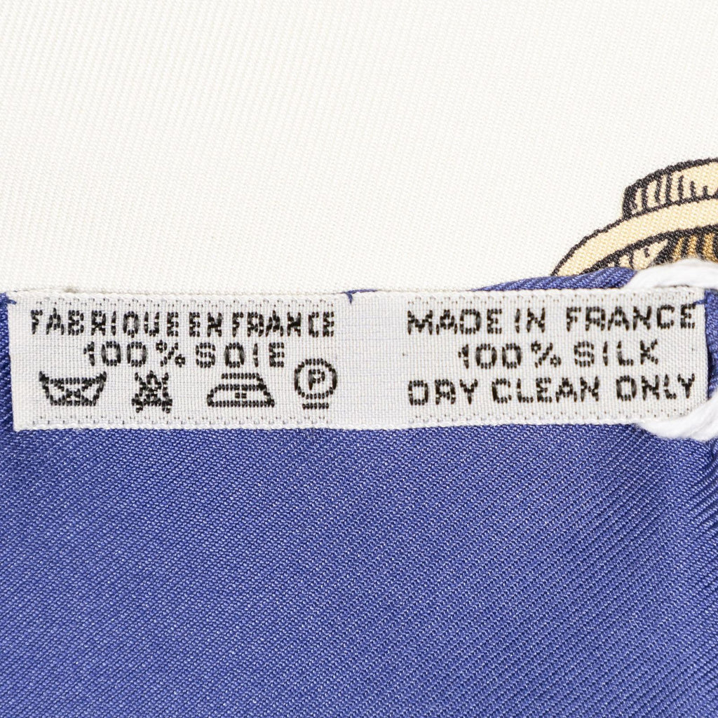 Hermes Scarf Blue Ivory Orange Silk — view 5
