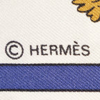 Hermes Scarf Blue Ivory Orange Silk — view 4