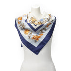 Hermes Scarf Blue Ivory Orange Silk
