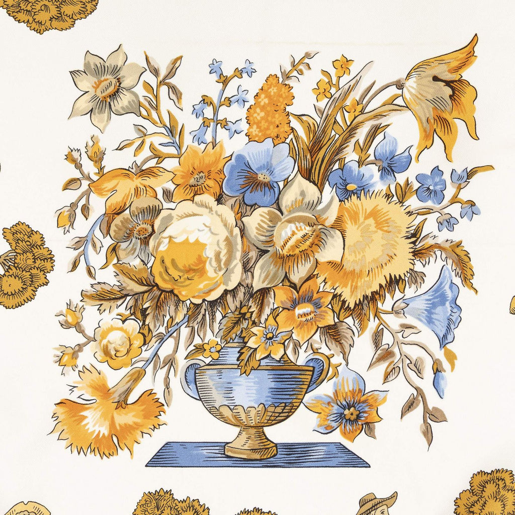 Hermes Scarf Blue Ivory Orange Silk — view 3