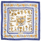 Hermes Scarf Blue Ivory Orange Silk — view 2