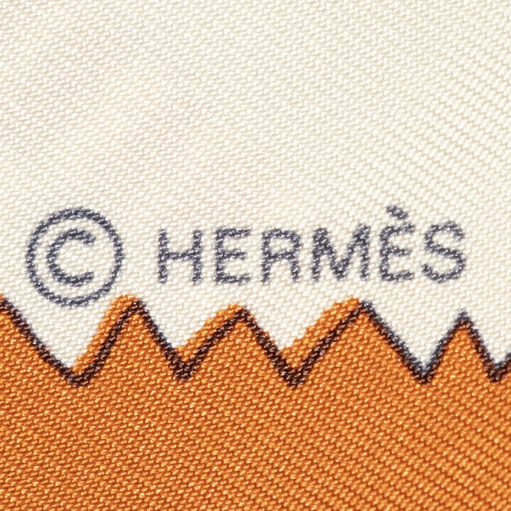Hermes Scarf Green Blue Ivory 100% Twill Silk — view 4