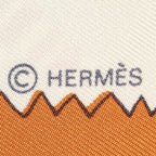 Hermes Scarf Green Blue Ivory 100% Twill Silk — view 4
