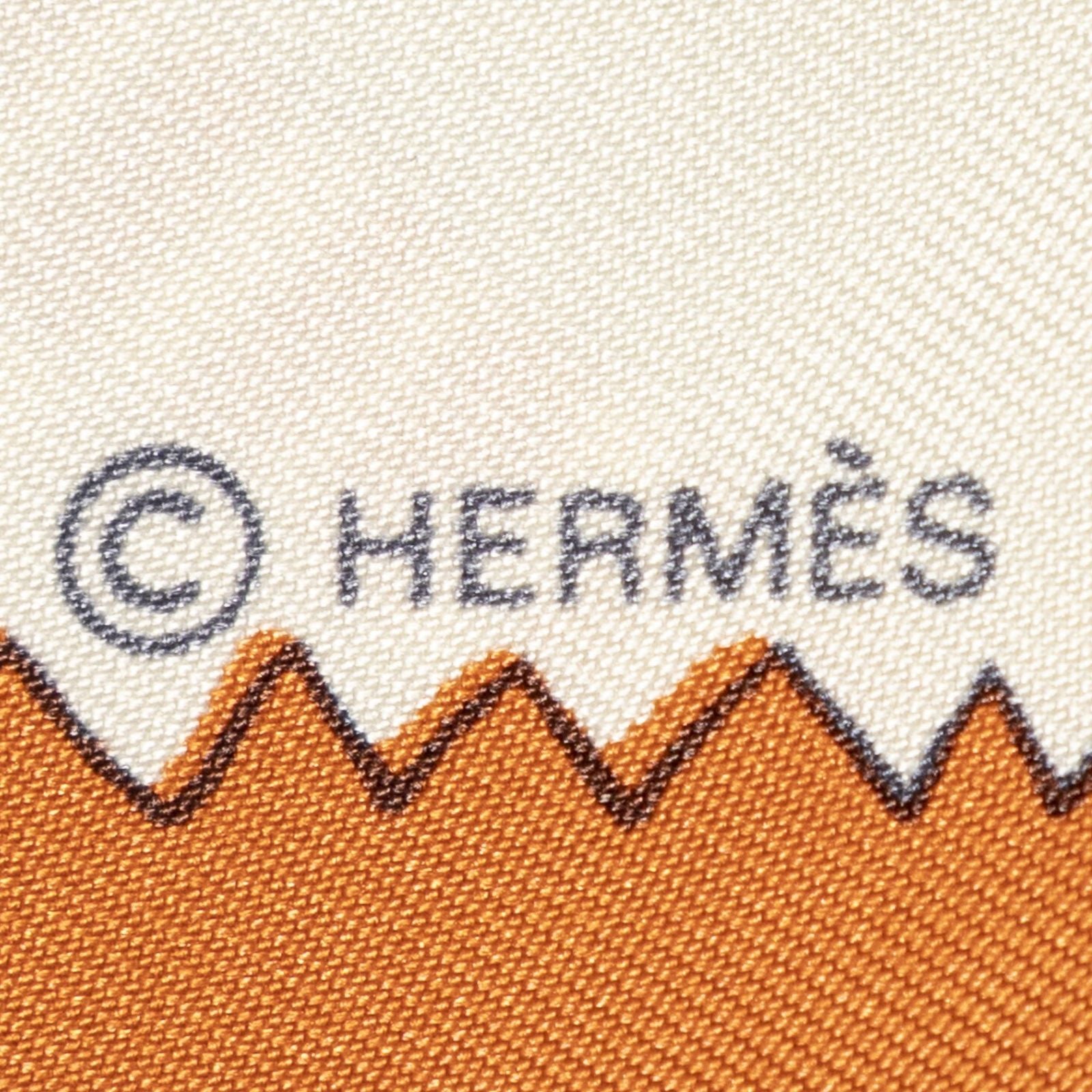 Hermes Scarf Green Blue Ivory 100% Twill Silk — view 4
