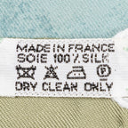 Hermes Scarf Green Blue Ivory 100% Twill Silk — view 5