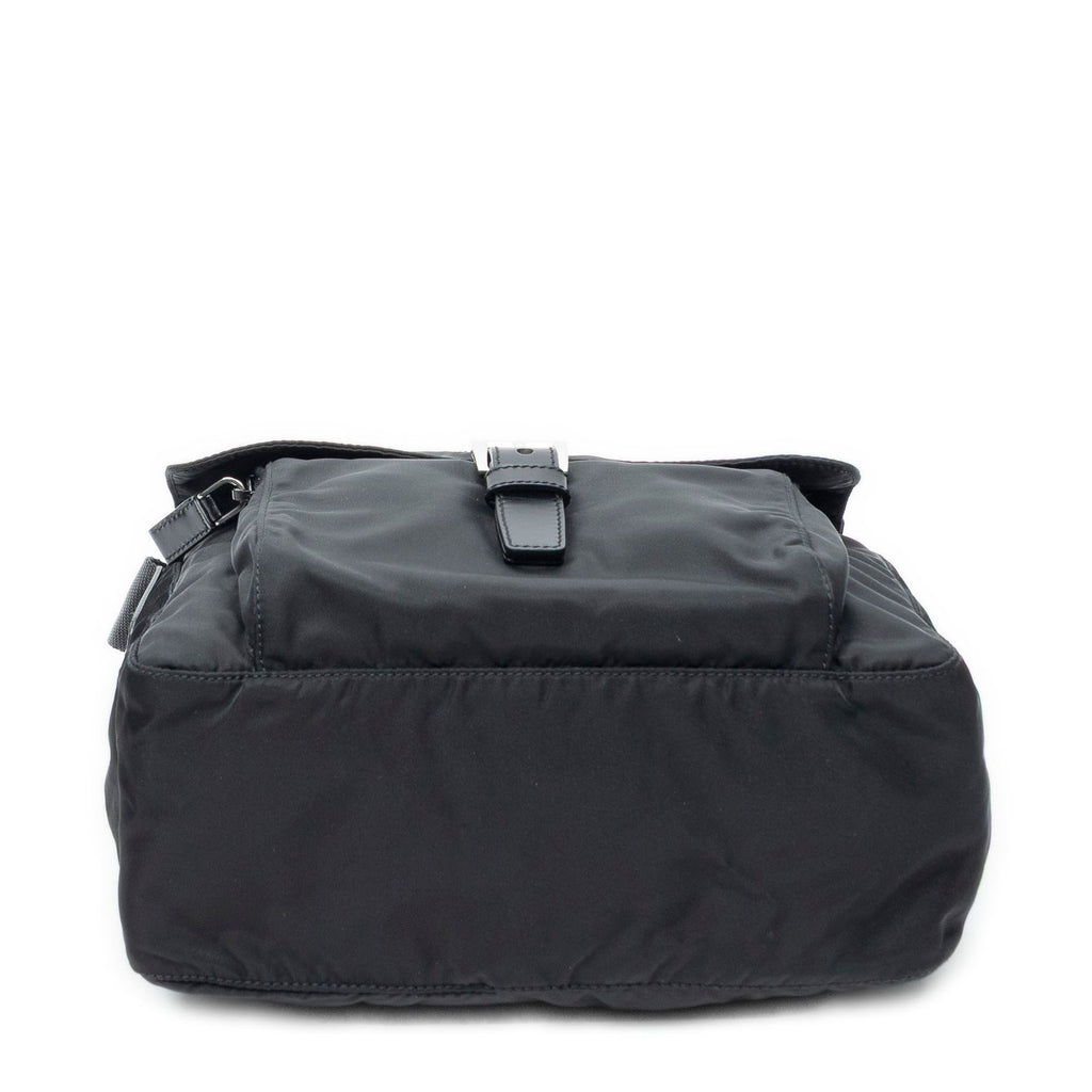 Prada Small Buckle Flap Bag Messenger Black Nylon Canvas — view 6