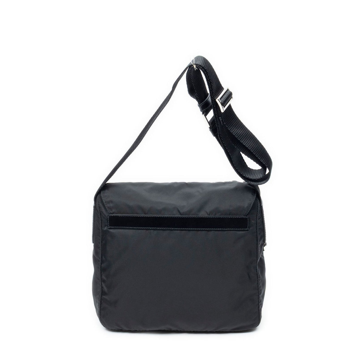Prada Small Buckle Flap Bag Messenger Black Nylon Canvas — view 5