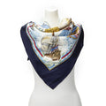 Hermes Scarf Navy Ivory Gold Silk