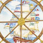 Hermes Scarf Navy Ivory Gold Silk — view 3