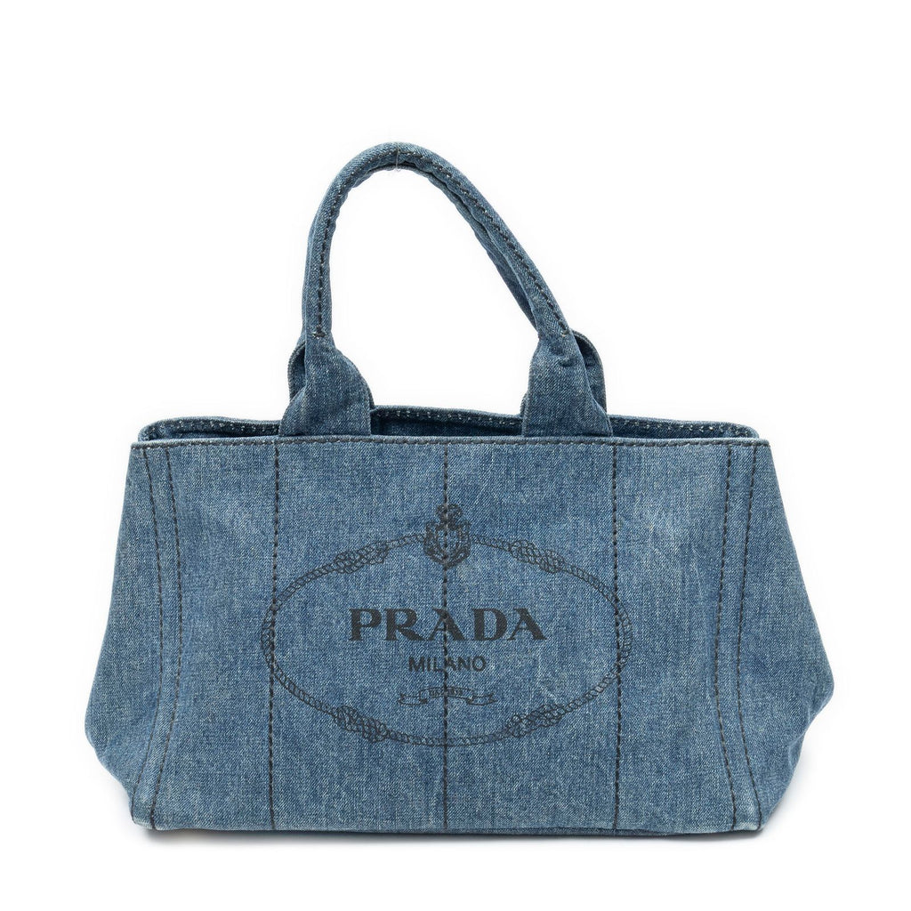 Prada Canapa Tote Bag Blue Denim