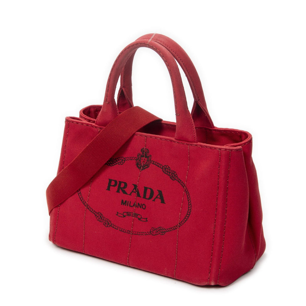 Prada Canapa Small Tote Bag Red Canvas — view 2