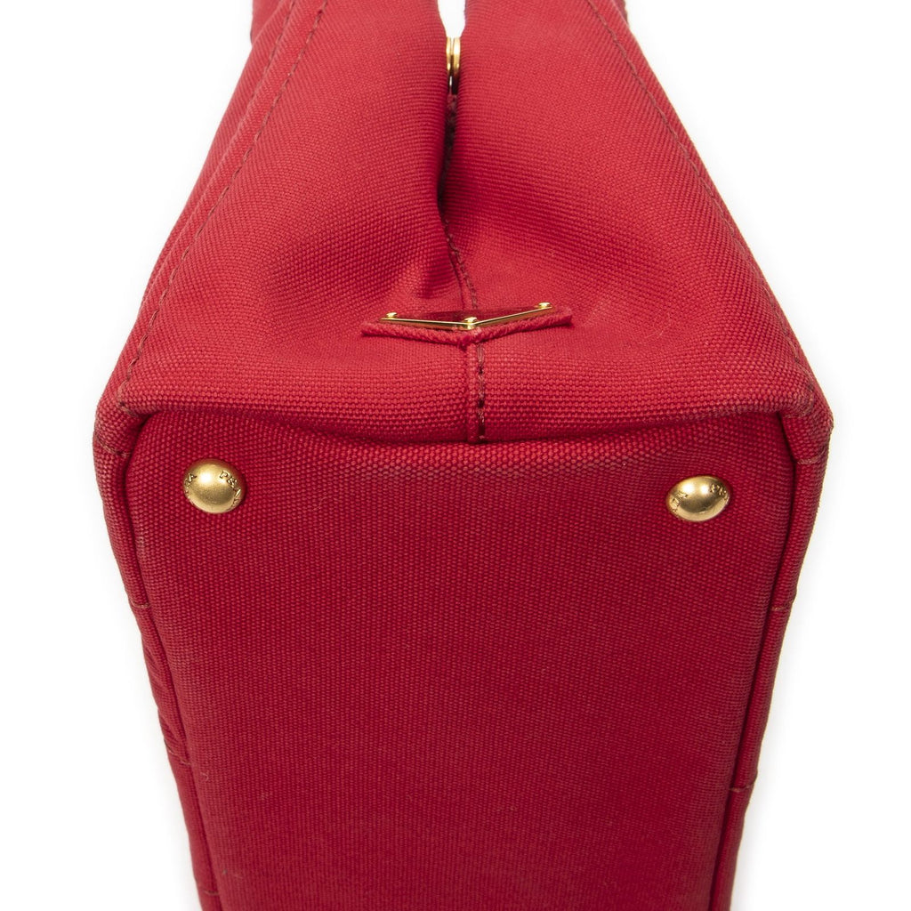 Prada Canapa Small Tote Bag Red Canvas — view 7