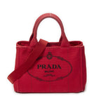 Prada Canapa Small Tote Bag Red Canvas