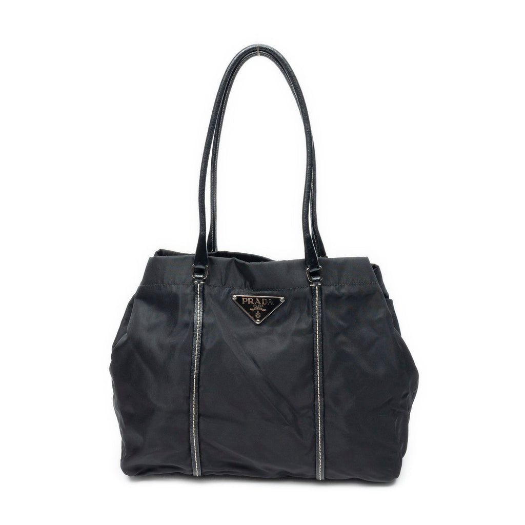 Prada Shopping Tote Bag Black Nylon Canvas