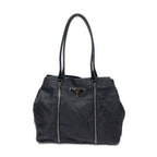 Prada Shopping Tote Bag Black Nylon Canvas