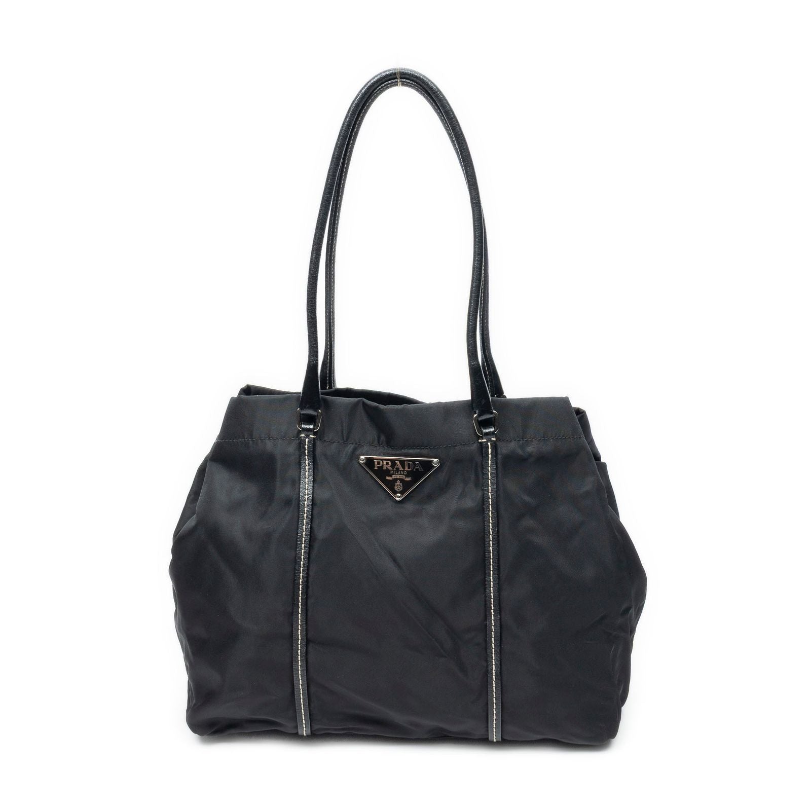 Prada Shopping Tote Bag Black Nylon Canvas