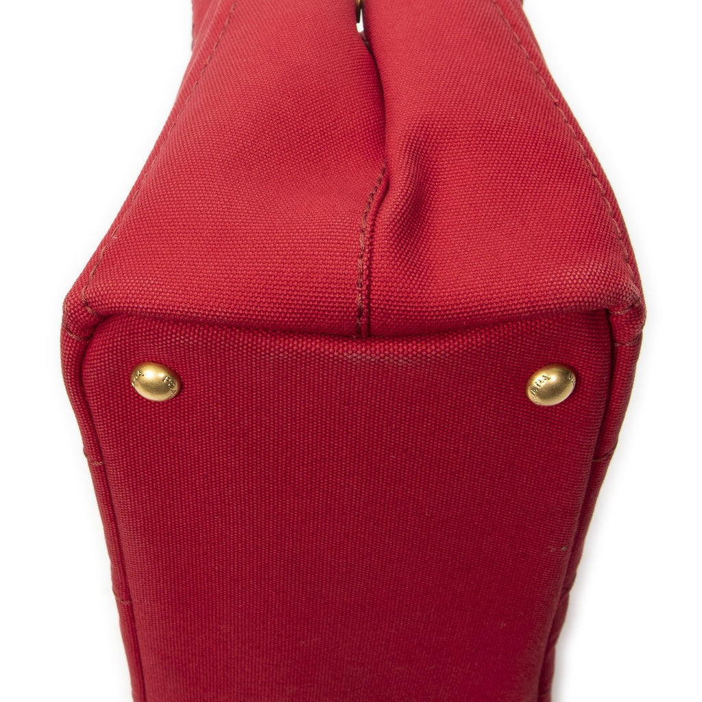 Prada Canapa Small Tote Bag Red Canvas — view 8