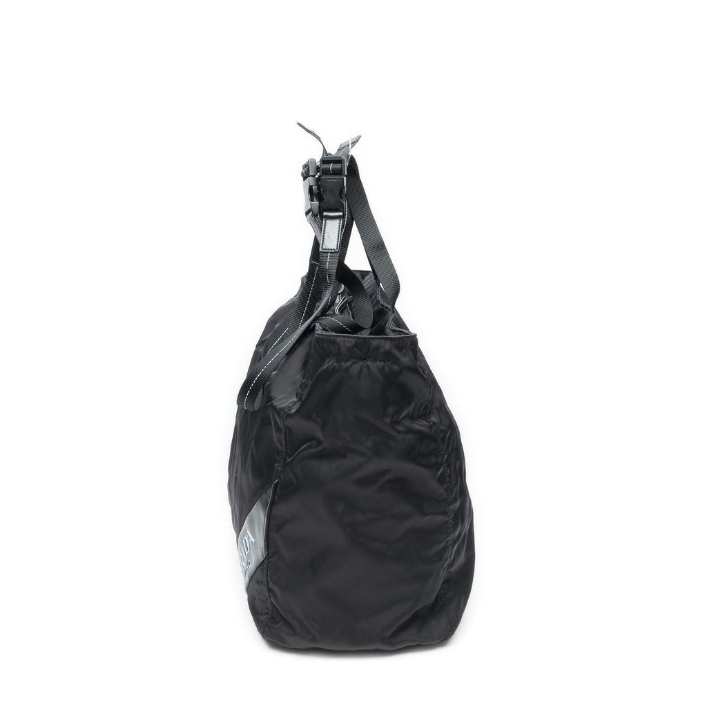 Prada Zip Shopping Tote Bag Black Nylon Canvas — view 3