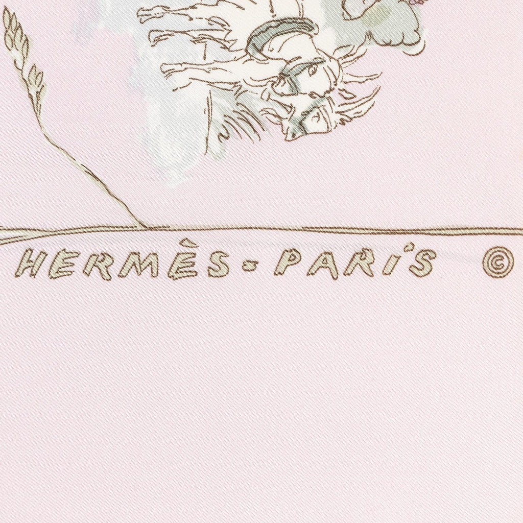 Hermes Scarf Light Pink Green Silk — view 4