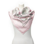 Hermes Scarf Light Pink Green Silk