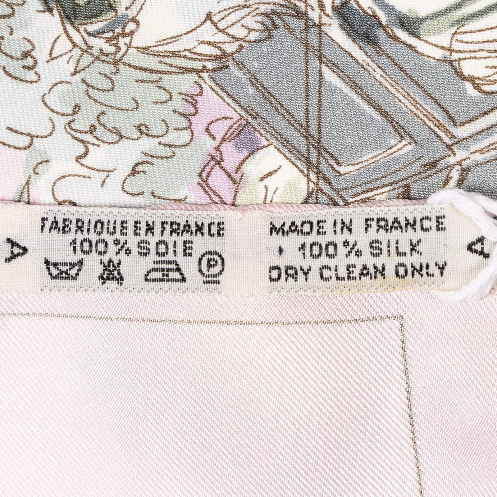 Hermes Scarf Light Pink Green Silk — view 5