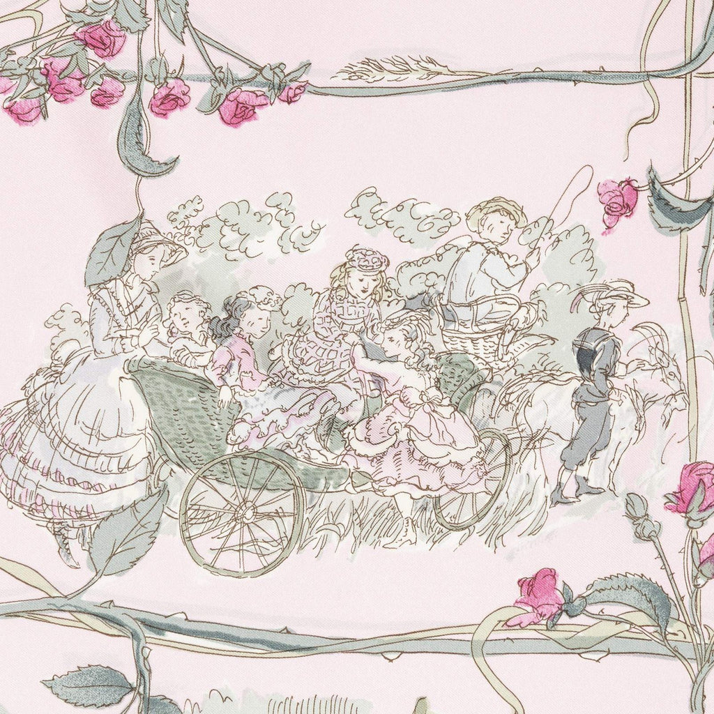 Hermes Scarf Light Pink Green Silk — view 3