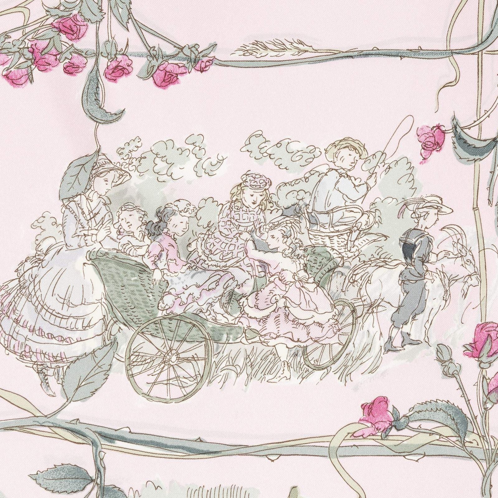 Hermes Scarf Light Pink Green Silk — view 3