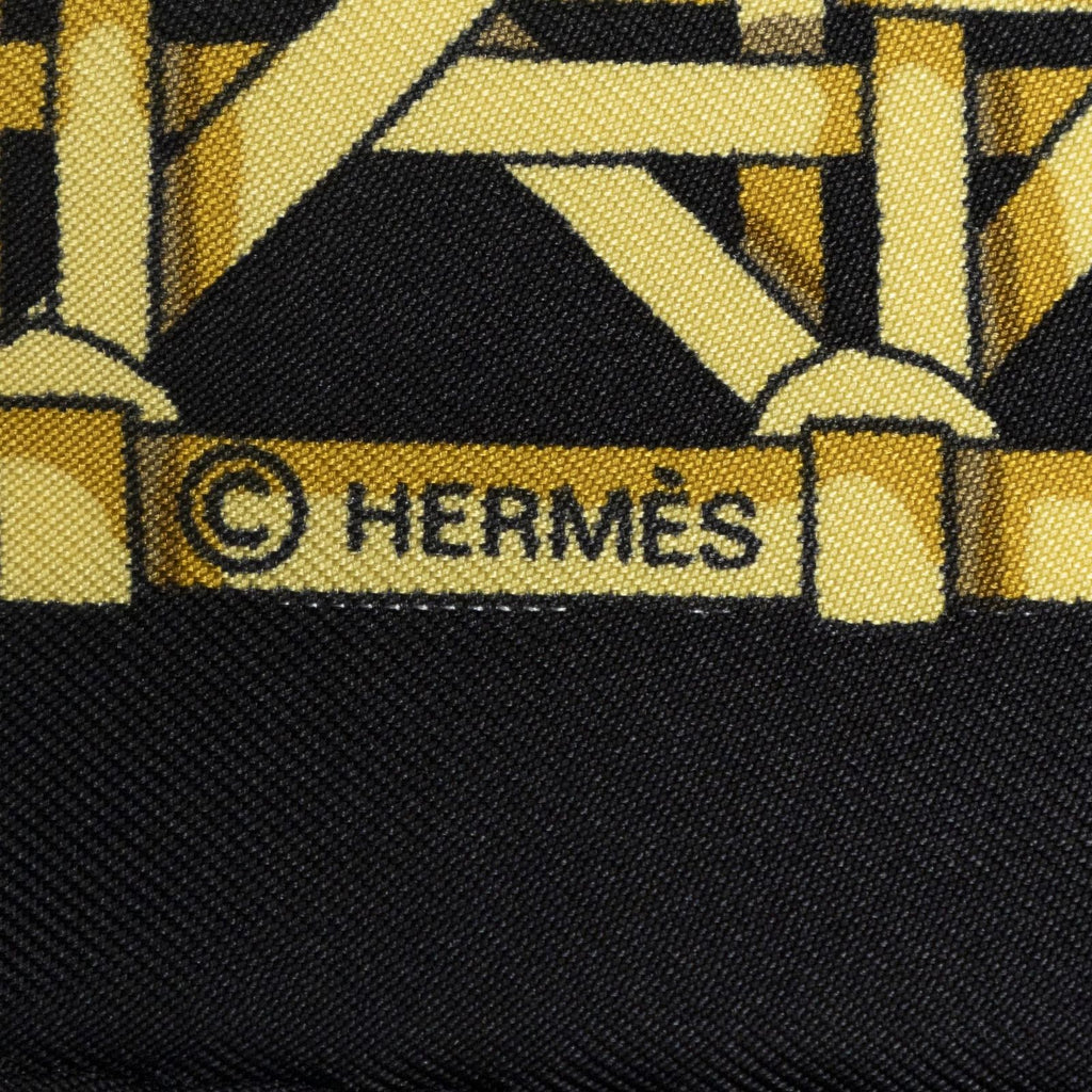 Hermes Scarf Black Gold Silk — view 4