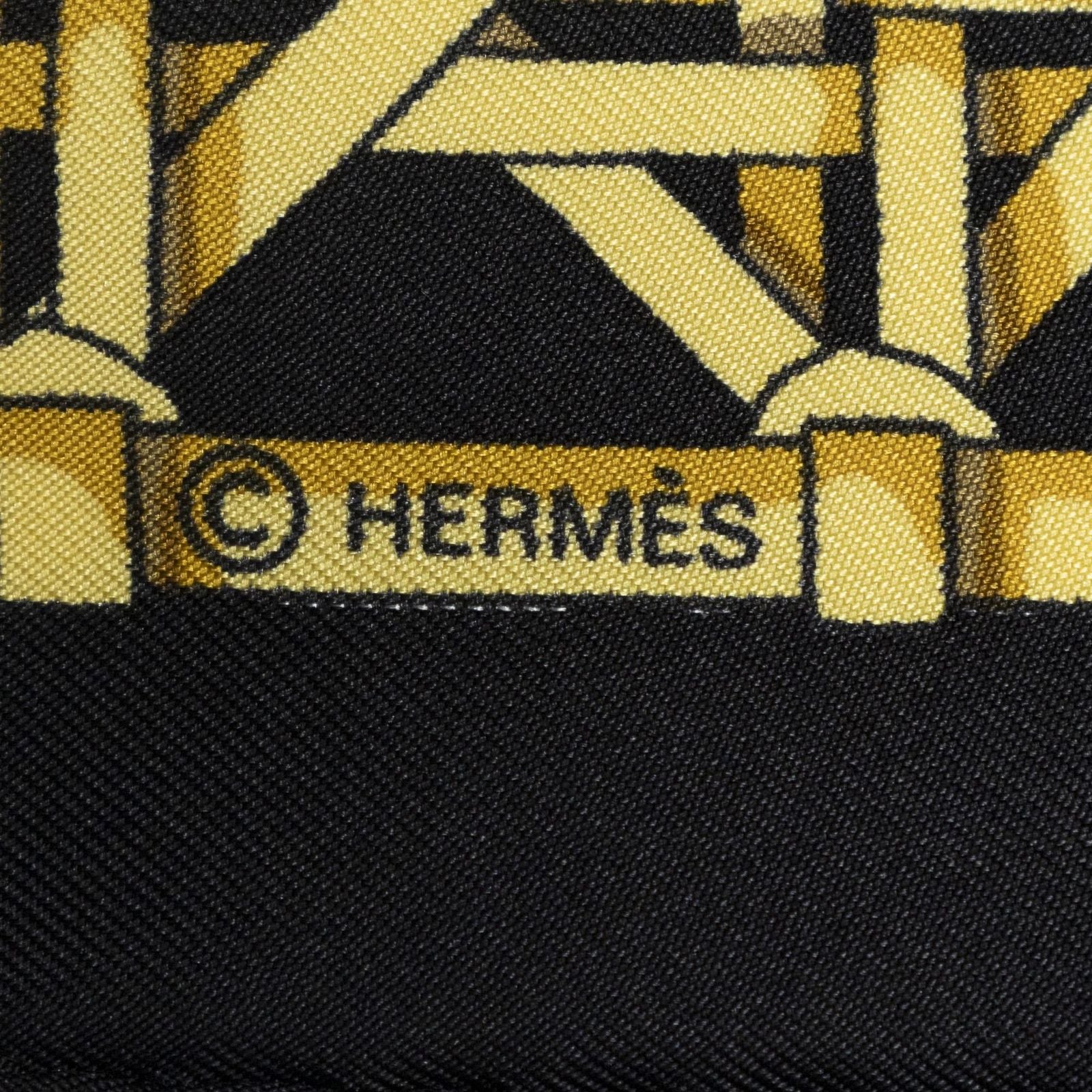 Hermes Scarf Black Gold Silk — view 4