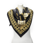 Hermes Scarf Black Gold Silk