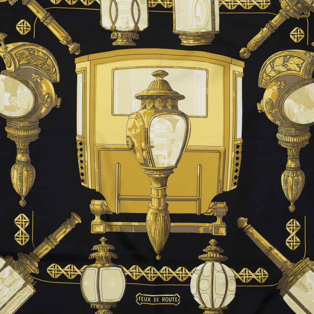 Hermes Scarf Black Gold Silk — view 3