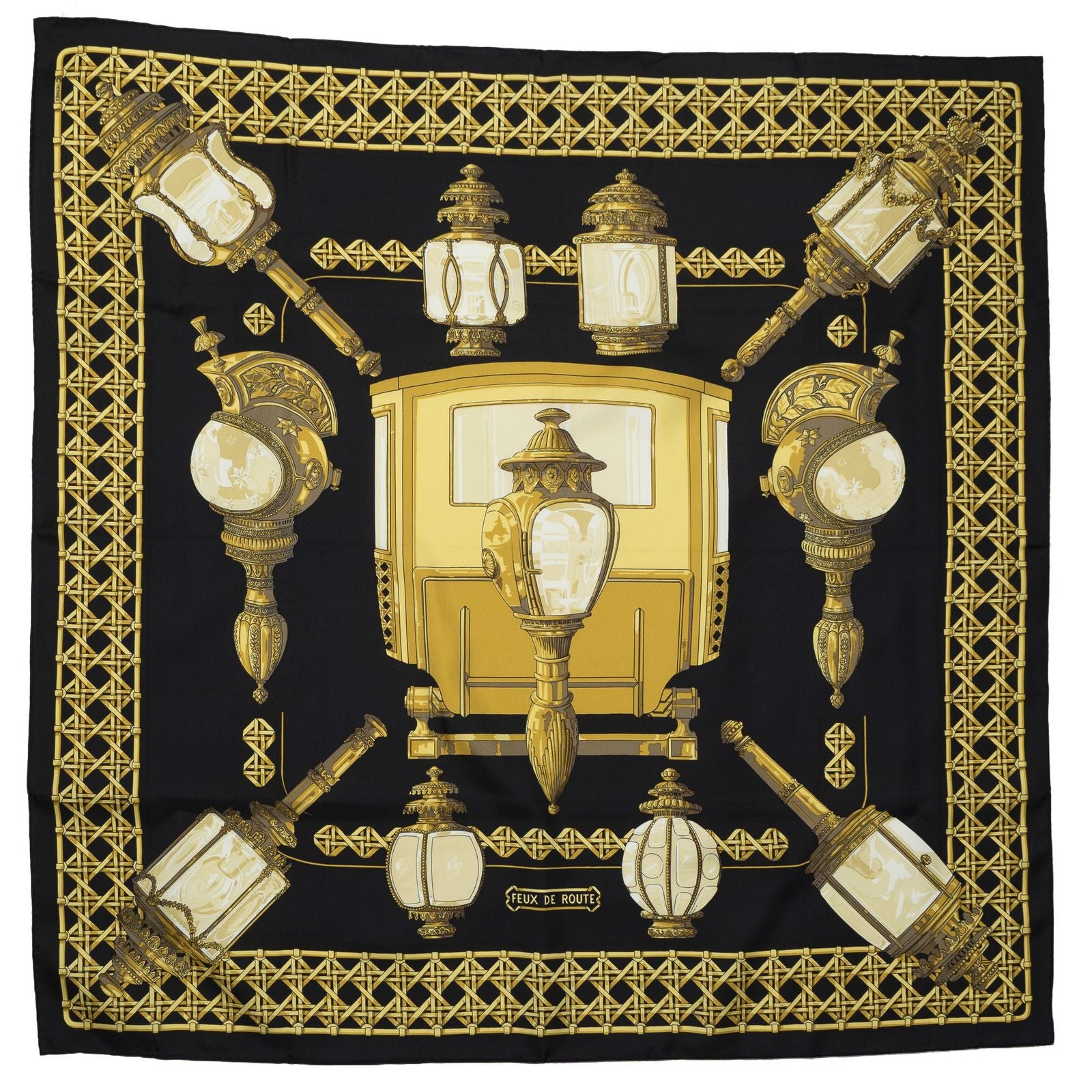 Hermes Scarf Black Gold Silk — view 2